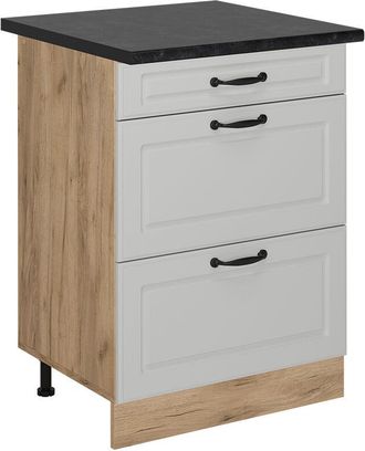 Vicco Mueble Bajo De Cocina R-line, Blanco Casa De Campo, 60 Cm Con Cajones, Et Antracita Vicco