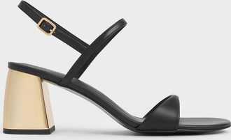 Charles & Keith Metallic-Heel Slingback Sandals