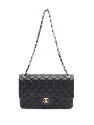 Chanel Borsa a spalla Classic Double Flap Jumbo in pelle di agnello 2016-2017 - Nero