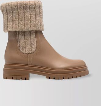 Gianvito Rossi leather ankle boots ribbed cuff