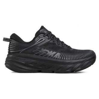 Hoka One One Hoka Bondi 7 Textile Synthetic Womens Lace Up Trainers - Black - Size:UK 8.5