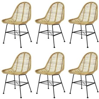 vidaXL vidaXL Sedie da Pranzo Set 6 pz in Rattan Naturale