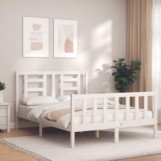 Berkfield Home Bed Frame with Headboard White 120x200 cm Solid Wood