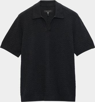 Rag & Bone Mens Zuma Toweling Herringbone Johnny Collar Polo Sweater