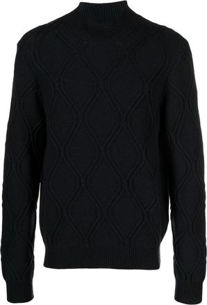 Corneliani cable-knit turtleneck jumper - men - Cashmere/Wool - 56 - Blue