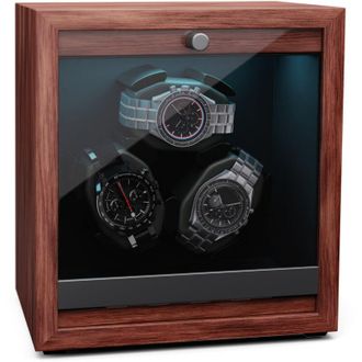 Klarstein Klarstein Brienz 3 - Caricatore per orologi, 3 orologi, 4 modalit&agrave;, look effetto legno, illuminazione interna blu