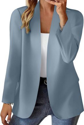 Generic Blazers for Women Dressy Casual Long Sleeve Loose Open Front Cardigan Jackets Ladies Business Work Office Lightweight Lapel Blazer Jacket with Pocket 
