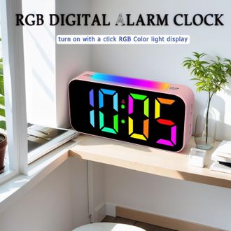 OEM Reloj Despertador Digital A Color Con Funci&oacute;n De Repetici&oacute;n Rgb, Pantalla Grande, 8 Colores Seleccionables, 12 Niveles De Volumen, Visualizaci&oacute;n De Ho