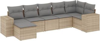 vidaXL Vidaxl - Set Sof&aacute;s De Jard&iacute;n 7 Piezas Y Cojines Rat&aacute;n Sint&eacute;tico Beige