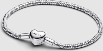 Pandora Heart Clasp Faceted Snake Chain Bracelet