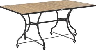 Beliani Mesa De Comedor De Jard&iacute;n Estilo R&uacute;stico Moderno Con Estructura De Acero Y Madera De Acacia Marr&oacute;n Claro Lascari
