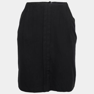 Emporio Armani Black Crepe Pleat Detail Short Skirt