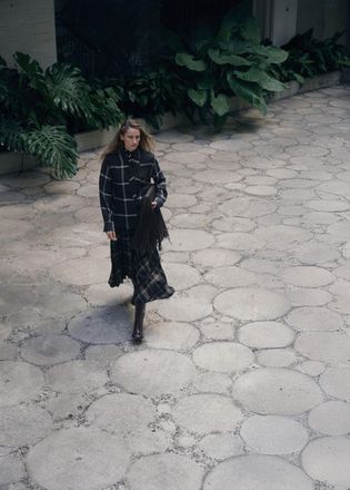 Mango Blusa quadri collo foulard nero - Donna - S - MANGO