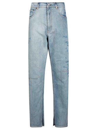 Maison Margiela Light Blue Paint Splatter Distressed Jeans