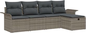 vidaXL Garden Sofa Set 5 pcs Grey 251 x 117 x 85 cm Poly rattan Vidaxl