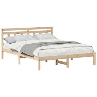 Berkfield Home Traditional with Headboard Brown 140 x 200 cm Solid pine wood in Beige