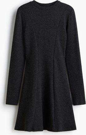 H&M Knitted Mini Dress in Dark Gray Melange at Nordstrom, Size Xx-Large