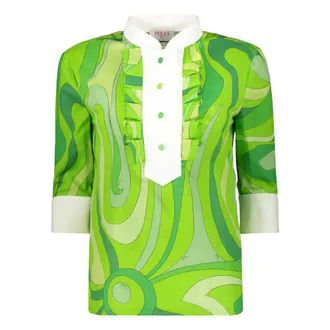 Pucci Blouses, female, Green, Size: XS Elegant Shirt