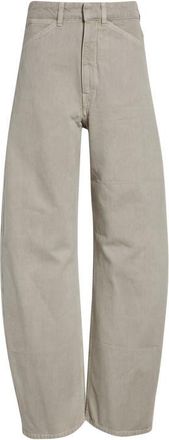 Christophe Lemaire High Waist Cotton Twill Barrel Leg Pants in Moonstone at Nordstrom, Size 10 Us