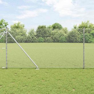 vidaXL Vidaxl - Reja Con Postes Plateado 1 X 25 M Acero Recubierto De Pvc