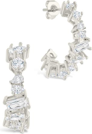 Sterling Forever Keziah Geo Cut CZ Hoops