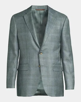 Canali Plaid Wool-Silk-Linen Sport Coat