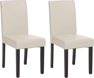 Hhg Juego De 2 Sillas De Comedor Silla De Cocina Littau, Polipiel, Blanca, Patas Oscuras