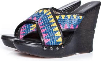 Diane Von F&uuml;rstenberg Pre-owned Womens von Ethnic platform wedges. - Multicolour Leather - Size EU 38