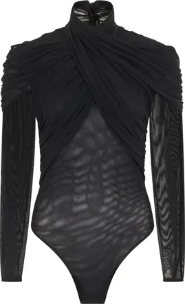 MUGLER Black Long Sleeve Bodysuit