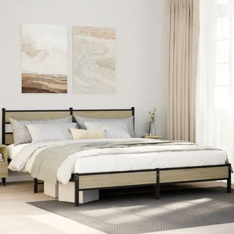 vidaXL Vidaxl - Giroletto Senza Materaso In Metallo Rovere Sonoma 183x213 Cm
