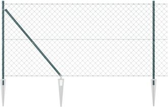 vidaXL Chain Link Fence with Posts Green 1.4 x 25 m Steel Vidaxl