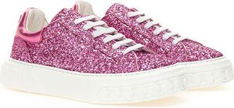 Casadei Womens Fuchsia Fabric And Leather Low Top Sneakers