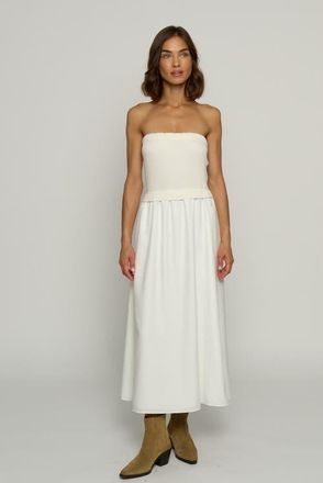 Central Park West Tube Dress With Wovenkirt in Ivory at Nordstrom, Size X-Small