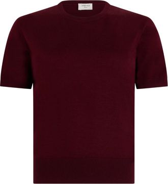 Saint Laurent T-shirt met ronde hals - Dames - Truien - Rood - Maat: M Wol