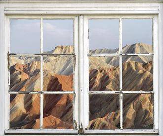 Queence Wandsticker »Berge« Wandsticker, Wandbild, selbstklebend, 3D, Fenster