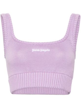 Palm Angels embroidered-logo knit tank top - women - Polyester/Cotton - M - Purple