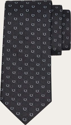 Ferragamo Uomo Cravatta in seta jaquard Gancini Grigio