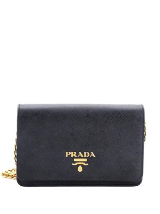 Prada Chain Wallet Saffiano Leather crossbody bag - Zwart