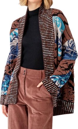 Ivko Jacquard Cocoon Coatigan In Brown/black