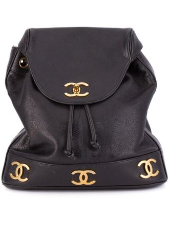 Chanel logo plaque classic backpack - Zwart