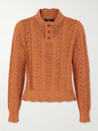 Ralph Lauren Pullover In Cotone Crochet Hannah - Arancione