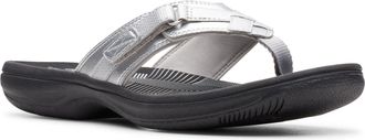 Clarks Brinkley Sea Synthetic Sandals In Silver Size 5