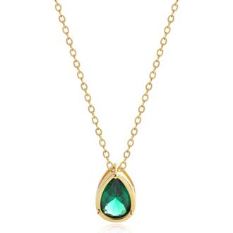 Mint & Lily Teardrop Necklace in Emerald Zircon at Nordstrom