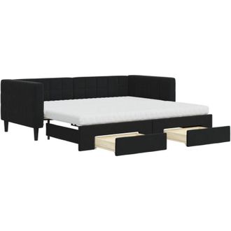 vidaXL Sof&aacute; Cama Nido Con Cajones Terciopelo Negro 90x190 Cm Vidaxl