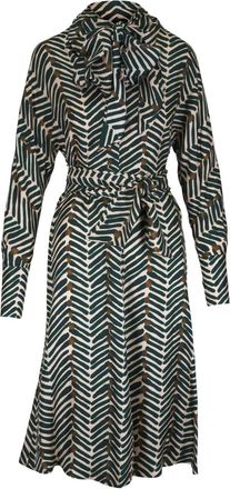 Kiton Midi-jurk met ceintuur en strik - Groen