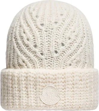 Moncler Moncler Alpaca & Wool Blend Beanie, Women, White, Size: One Size