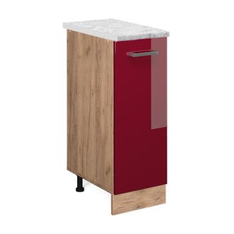 Vicco Armario De Farmacia R-line, Rojo Burdeos Alto Brillo, 30 Cm Et M&aacute;rmol