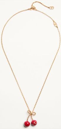 Valentino Garavani Collana Cherryfic In Metallo E Smalto Donna ANTIQUE BRASS/ROSSO UNI