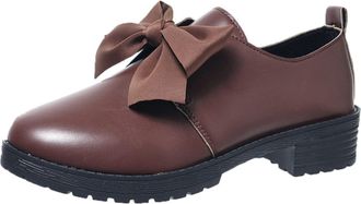 Generic Khaki Women Comfortable Leather Shoes Solid Color Casual Pu Upper Middle Heel