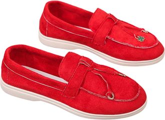 Generic Loafers for Women Solid Color Canvas Shoes Slip-on Comfy Walking Shoes Lightweight Breathable Flat Trainer Wide Fit Trainers Non Slip Work Shoe Barefo